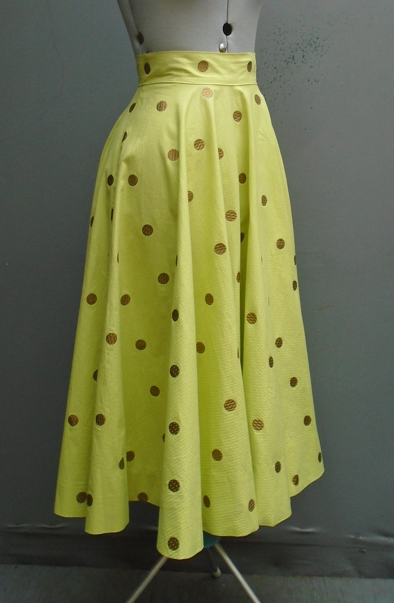 Vintage 1950s Circle Skirt Printed Cotton Novelty Print UK XS