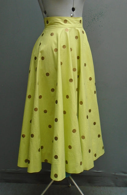 Vintage 1950s Circle Skirt Printed Cotton Novelty Print UK XS