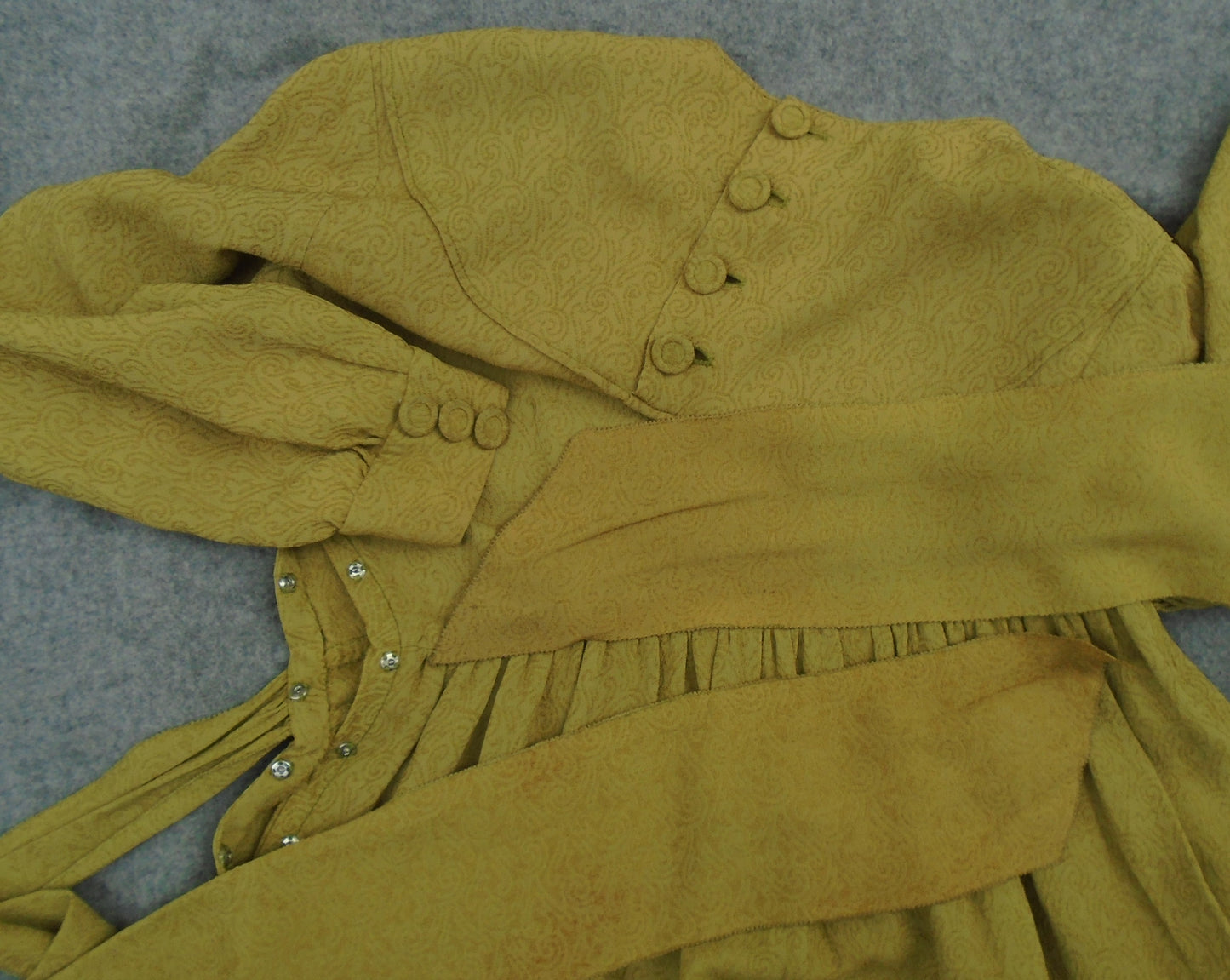 Original 1940s 30s Handmade Vintage Dress Chartreuse Rayon Crepe UK XS/S