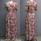 Vintage 1940s Afternoon Dress Novelty Bold Floral Print Long Garden Party Dance Gown UK S