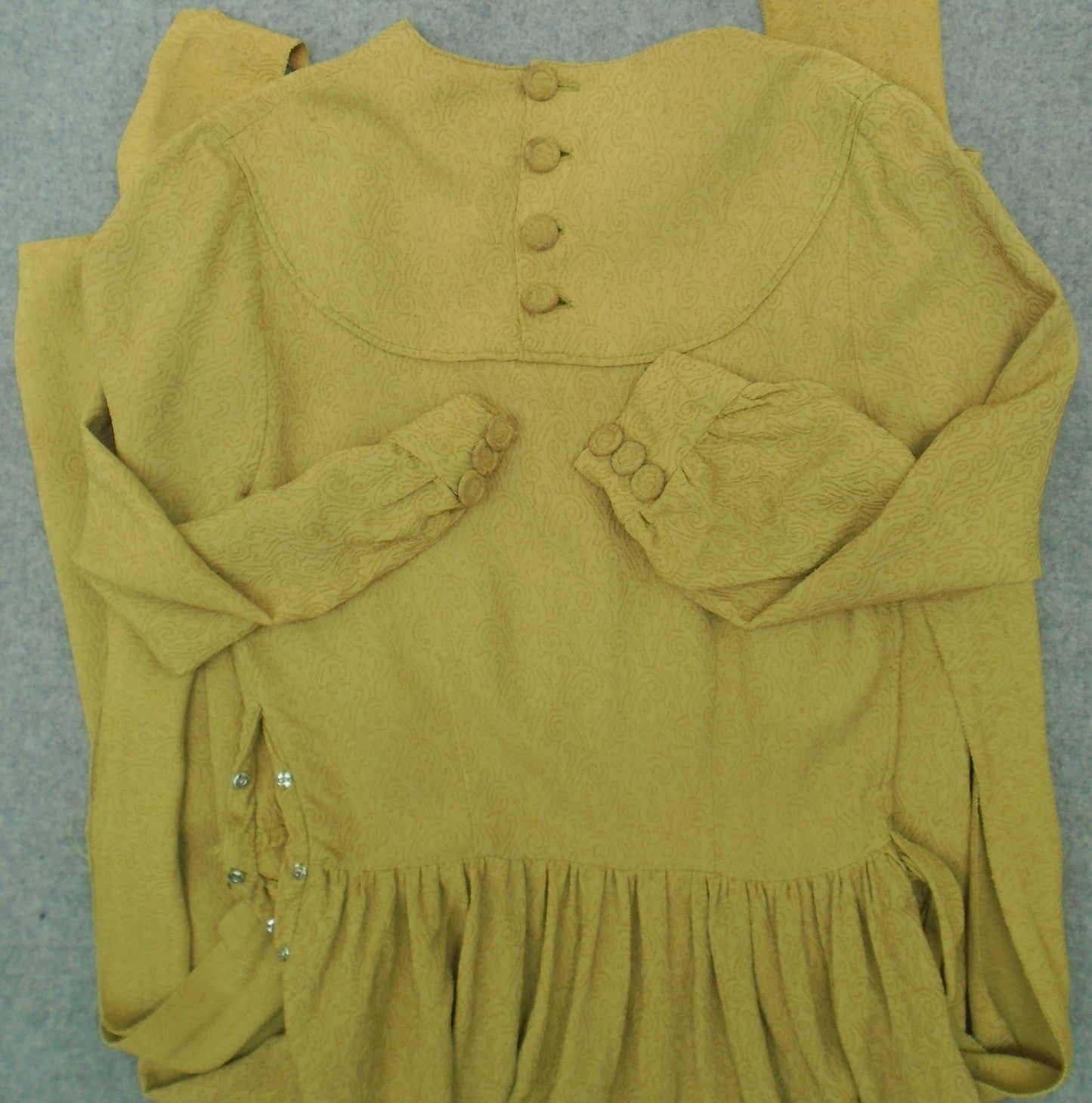 Original 1940s 30s Handmade Vintage Dress Chartreuse Rayon Crepe UK XS/S