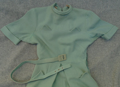 Superb Vintage 1940s Handmade Dress WW2 Seafoam Blue UK XS