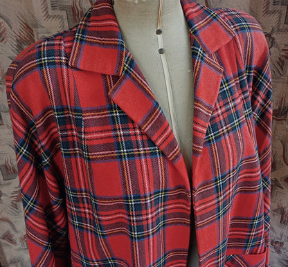 Original Vintage 1950s Jacket Wool Red Royal Stewart Tartan UK L