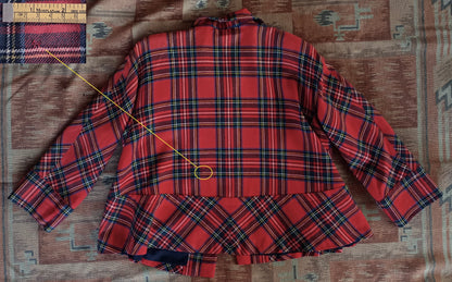 Original Vintage 1950s Jacket Wool Red Royal Stewart Tartan UK L