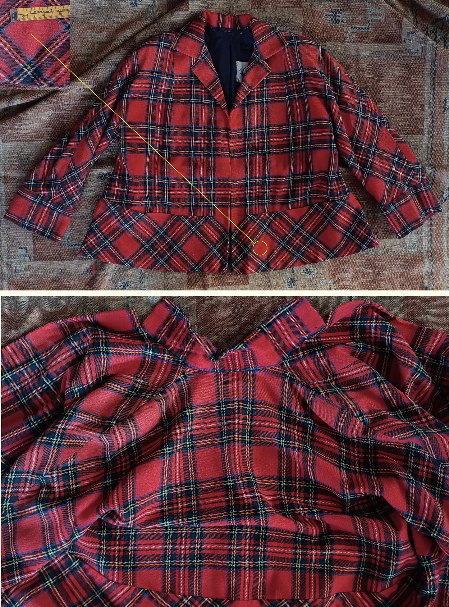 Original Vintage 1950s Jacket Wool Red Royal Stewart Tartan UK L