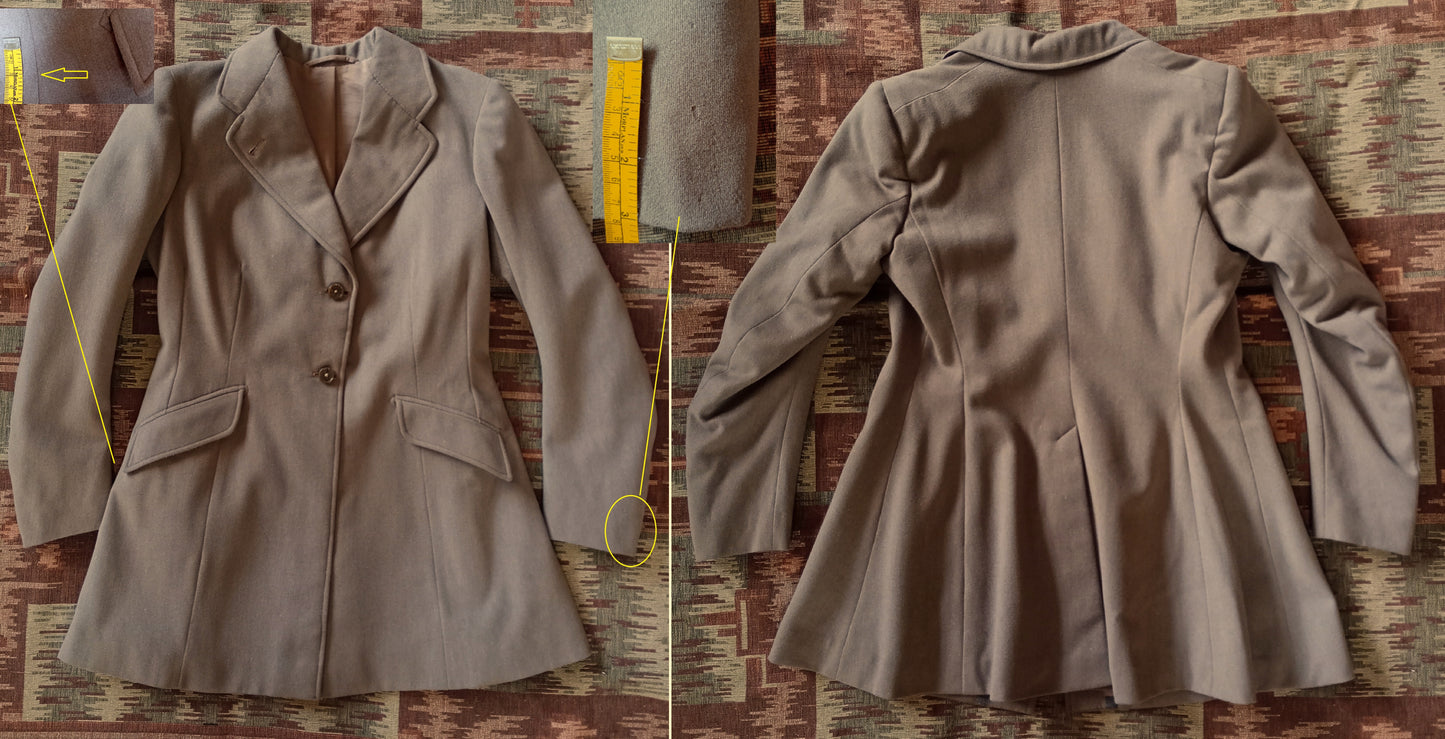 Superb Rare Original 1930s Riding Suit Taupe Wool Jacket Elephant Ear Breeches Jodhpurs UK S