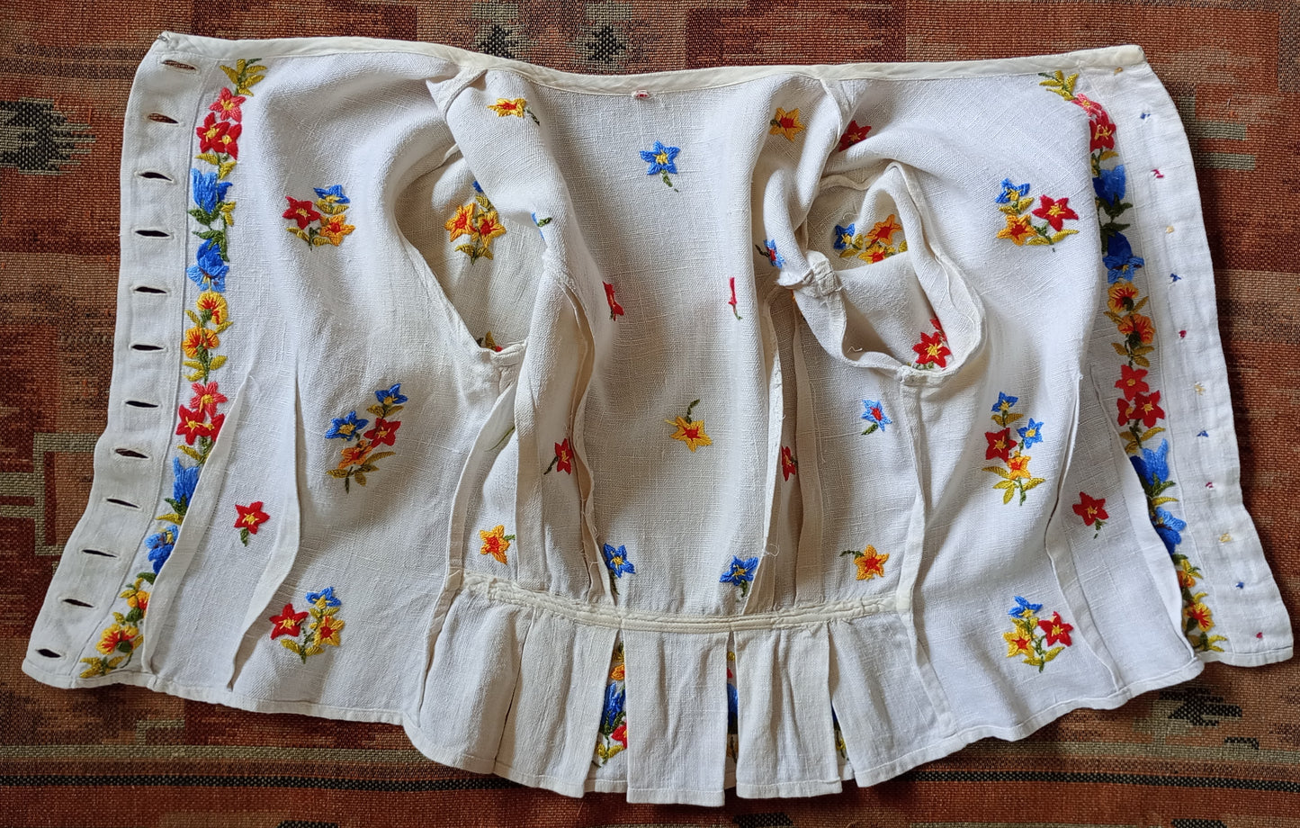 Vintage 1940s Hand Embroidered Peasant Blouse Bodice Jacket UK S