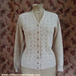 Original Vintage 1950s Knitted Cardigan Sweater Oatmeal Beige Shetland Wool UK S/M