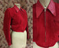 Rare Vintage 1940s Red Suede Leather Blouson Cycling Bomber Zip UK XS/S