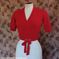 Reproduction 1940s Ballerina Cardigan Red Wool UK XS/S