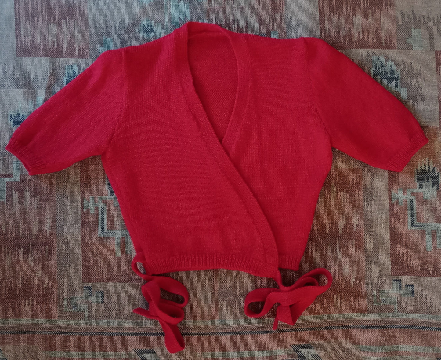 Reproduction 1940s Ballerina Cardigan Red Wool UK XS/S