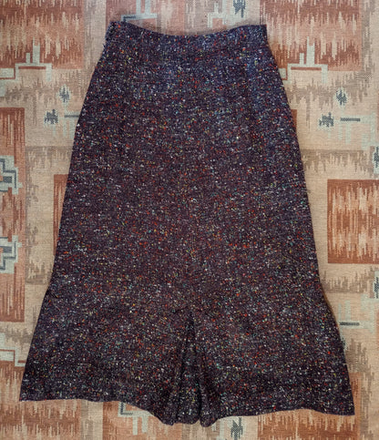 Original Vintage 1950s Skirt Autumnal Atomic Flecked Wool High Waist Pencil UK XS