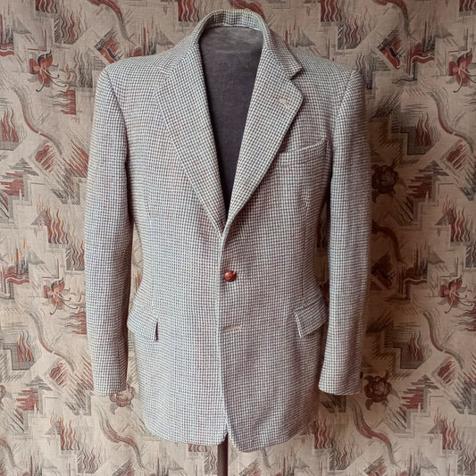 Vintage Mens 1950s Harris Tweed Sports Jacket Blue Brown 40"