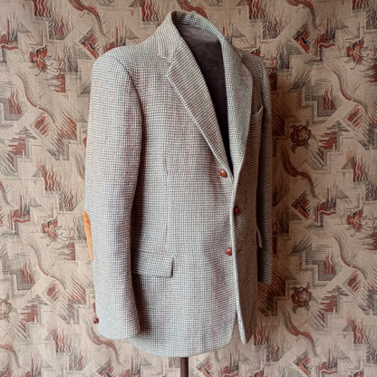 Vintage Mens 1950s Harris Tweed Sports Jacket Blue Brown 40"