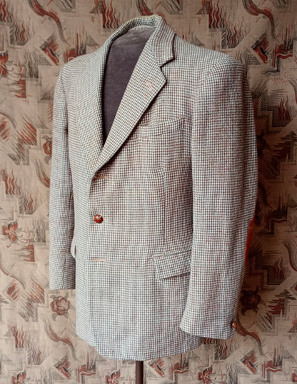 Vintage Mens 1950s Harris Tweed Sports Jacket Blue Brown 40"