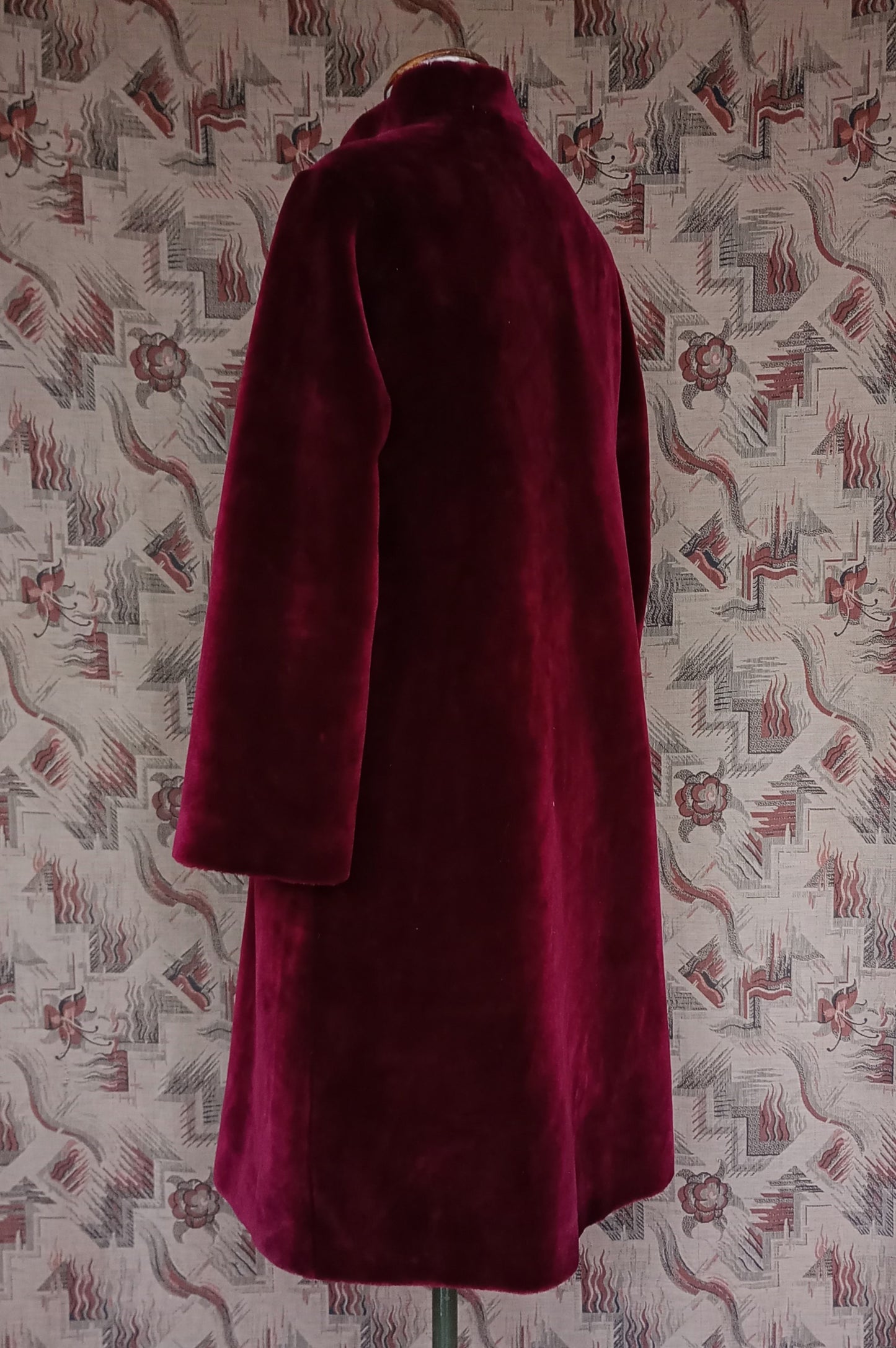 RARE Vintage Red Fake Faux Fur Teddy Coat 1960s Does 1920s UK M