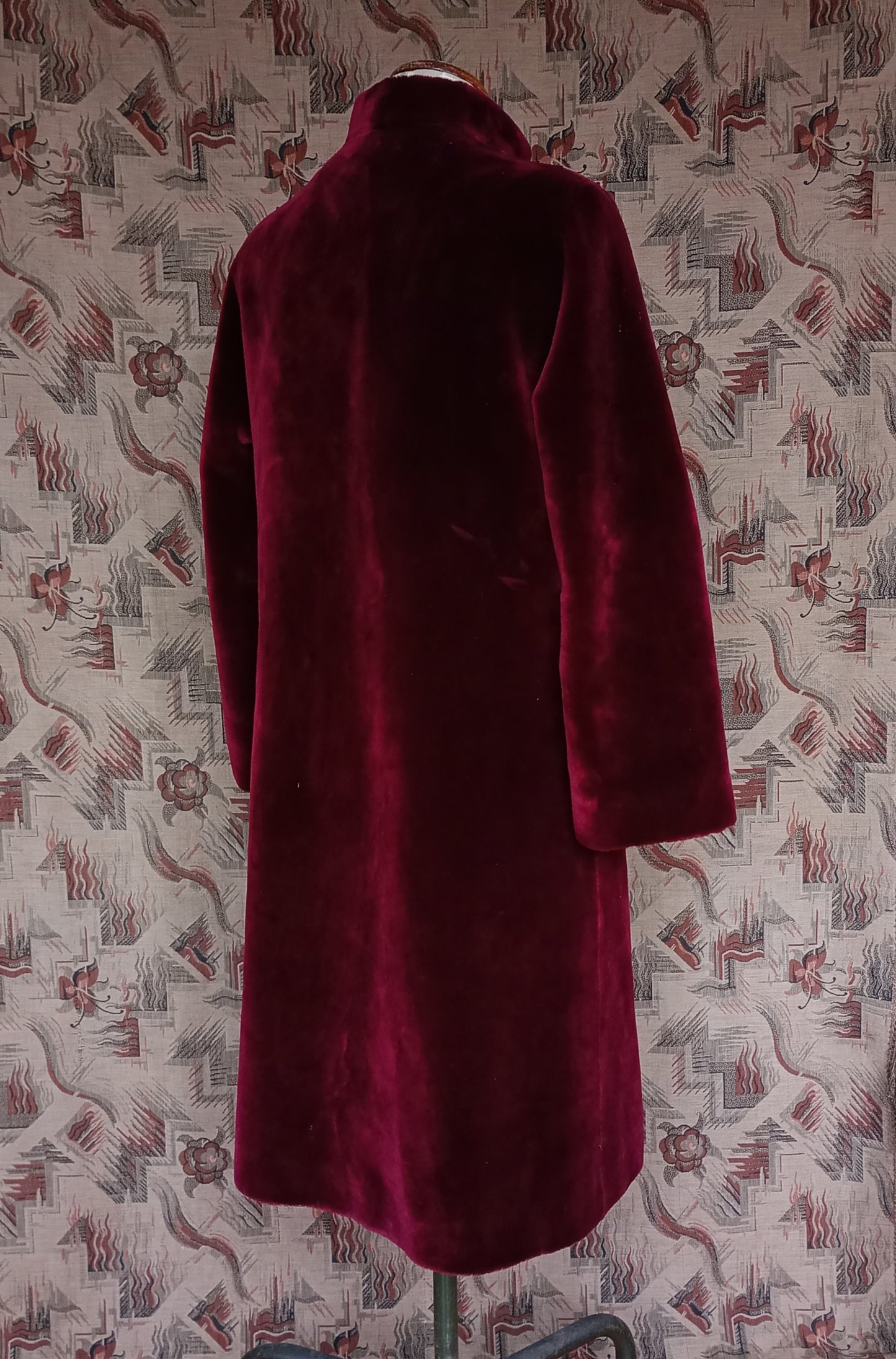 RARE Vintage Red Fake Faux Fur Teddy Coat 1960s Does 1920s UK M