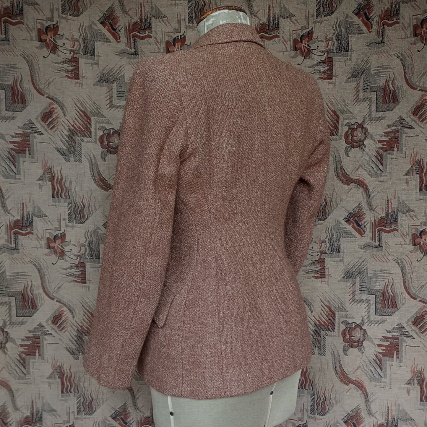 Vintage 1940s Ginger Brown Harris Tweed Wool Jacket UK S/M