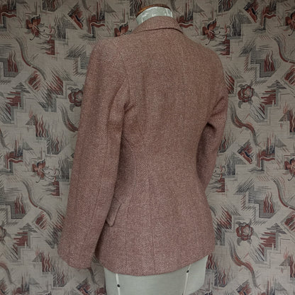 Vintage 1940s Ginger Brown Harris Tweed Wool Jacket UK S/M