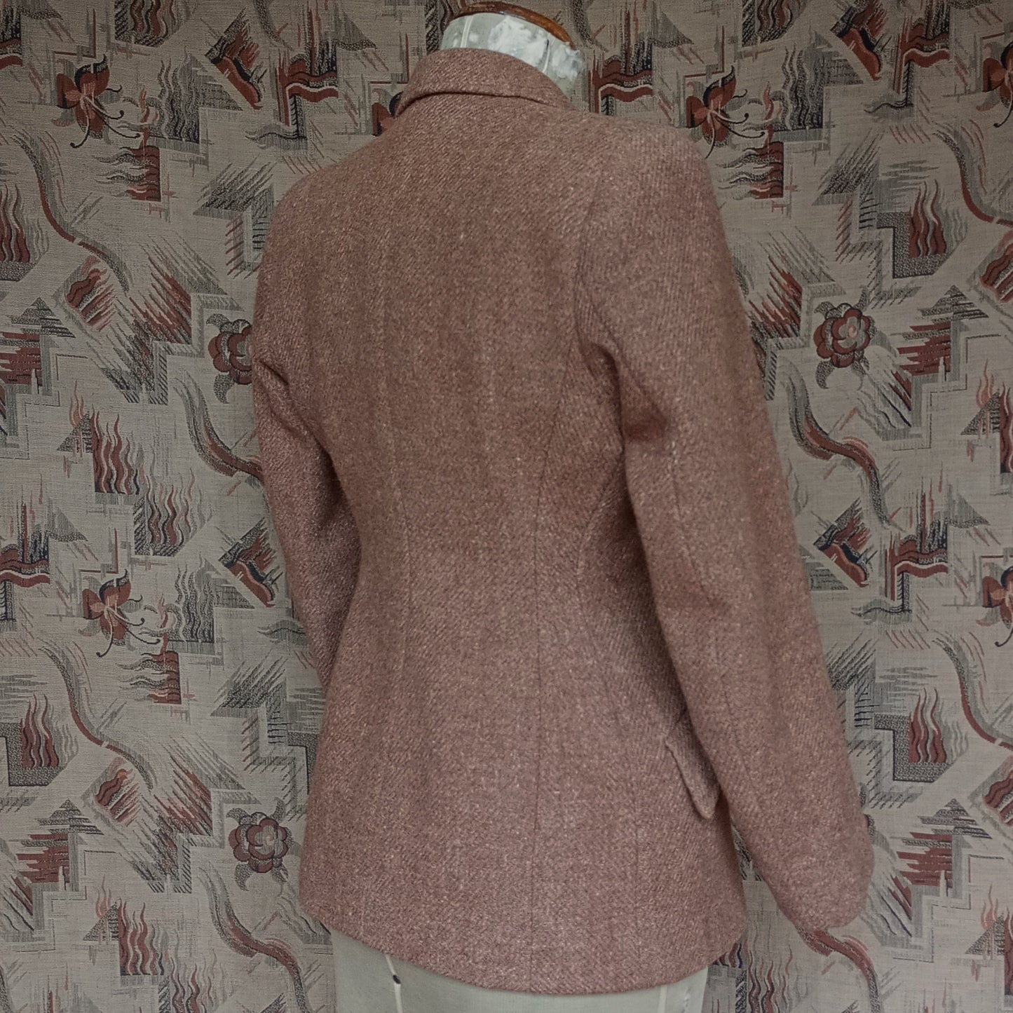 Vintage 1940s Ginger Brown Harris Tweed Wool Jacket UK S/M