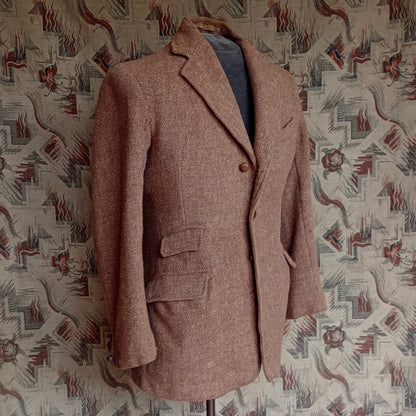 Vintage 1950s Harris Tweed Sports Jacket Ginger Brown 38"