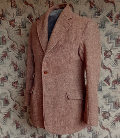 Vintage 1950s Harris Tweed Sports Jacket Ginger Brown 38"