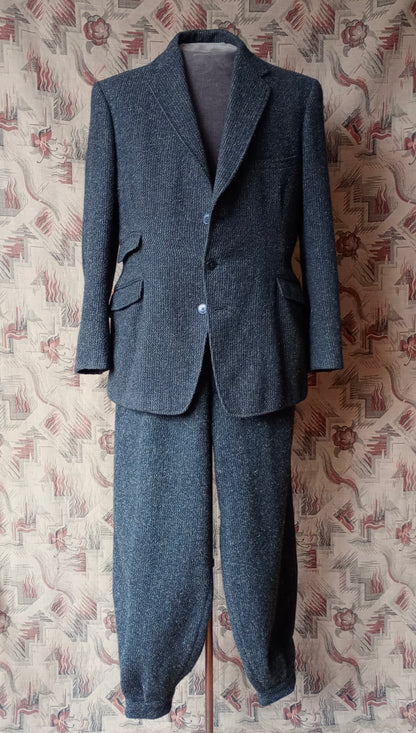 Vintage 1960s Mens Burton Harris Tweed Plus Fours Suit Bronze Green 40" - 42"