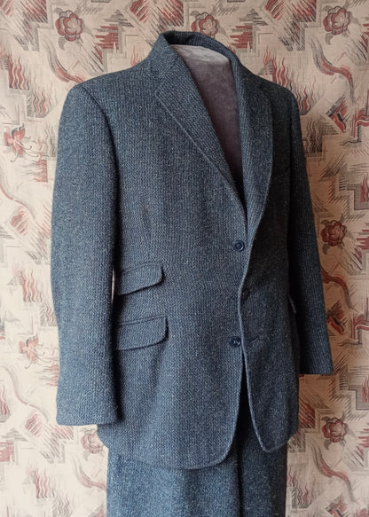 Vintage 1960s Mens Burton Harris Tweed Plus Fours Suit Bronze Green 40" - 42"