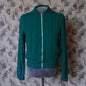 Vintage 1950s Hand Knitted Lumberjacket Zip Up Cardigan Sweater Bottle Green M