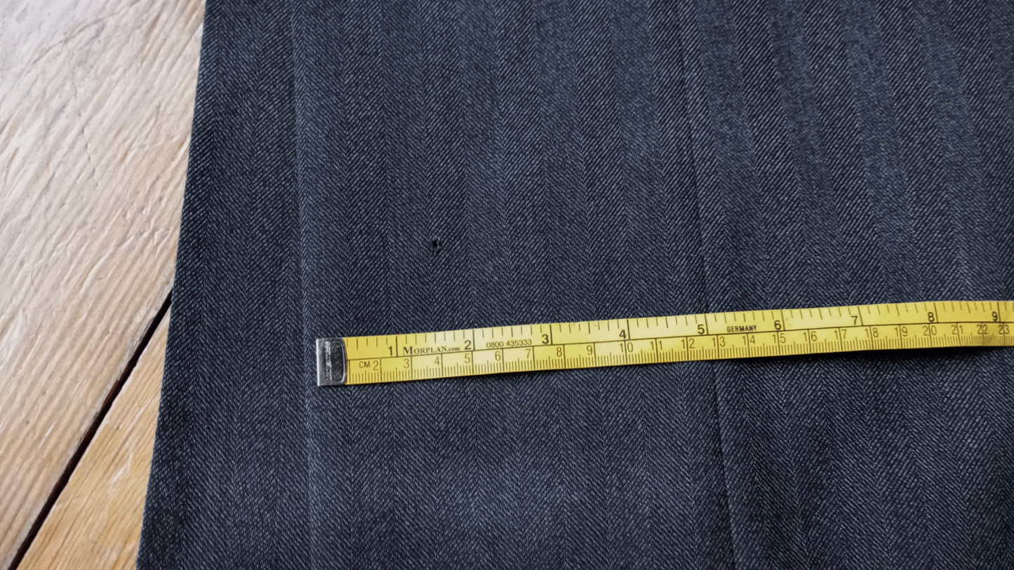 Vintage 1950s Mens Bespoke 3 Piece Suit Charcoal Grey Herringbone Wool 38"