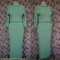 Vintage 1950s Green Wool Knit Set Sweater Skirt 40s UK S