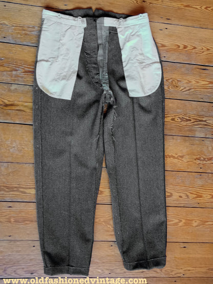 Vintage Mens 1950s Donegal Tweed Trousers Olive Brown Green Fleck Pants 36 x 33 1/2