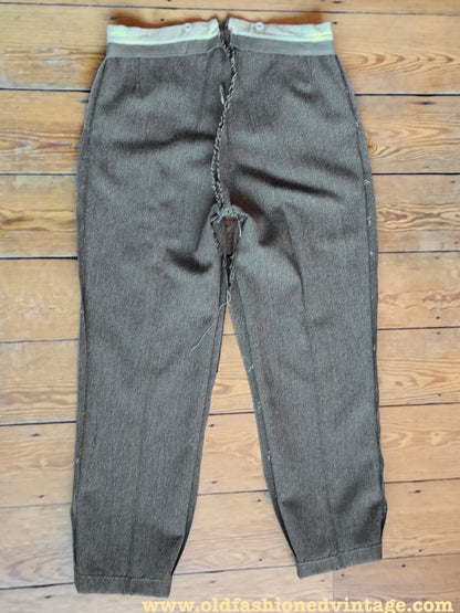 Vintage Mens 1950s Donegal Tweed Trousers Olive Brown Green Fleck Pants 36 x 33 1/2