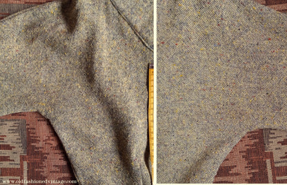 Vintage 1940s Wool Dress Flecked Yellow Grey UK M