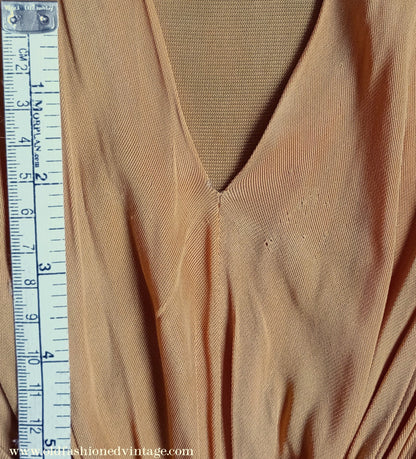 Amazing Vintage 1940s Dress Drapey Gold Rayon Jersey Celanese Type UK S/M