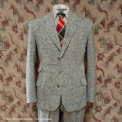 Vintage 1950s Mens Bespoke Donegal Tweed Suit 38"