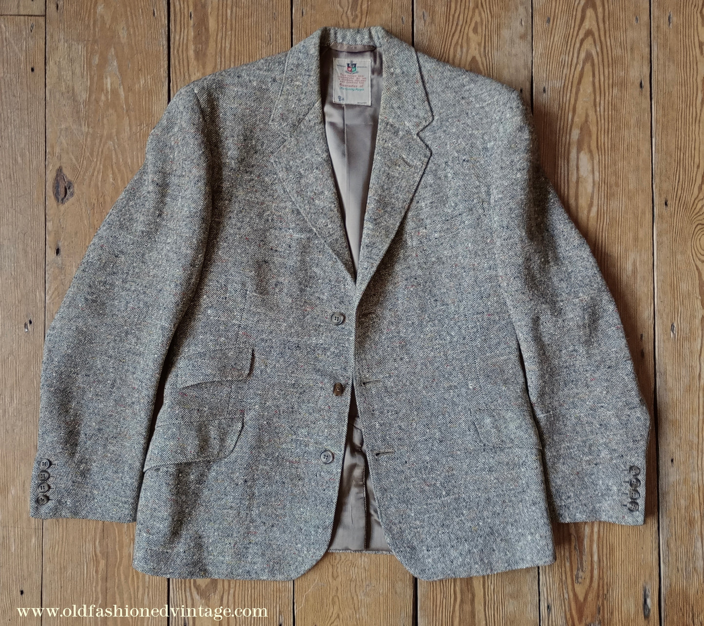 Vintage 1950s Mens Bespoke Donegal Tweed Suit 38"