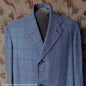 Vintage 1940s Mens Tweed Top Coat Overcoat Blue Check L 42"