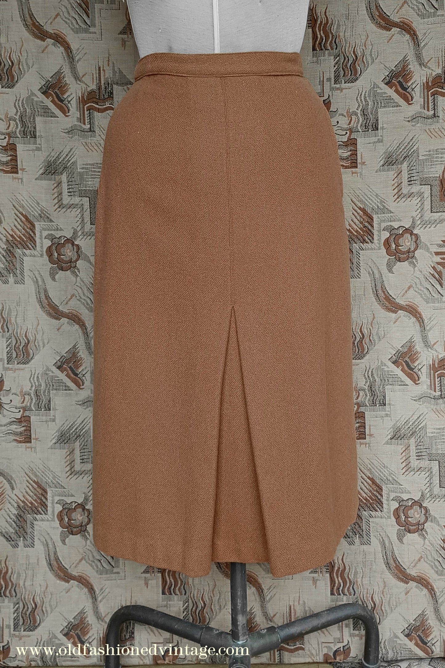 Original Vintage 1940s CC41 Skirt Autumnal Caramel Wool High Waist UK XS/S