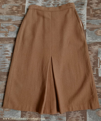 Original Vintage 1940s CC41 Skirt Autumnal Caramel Wool High Waist UK XS/S