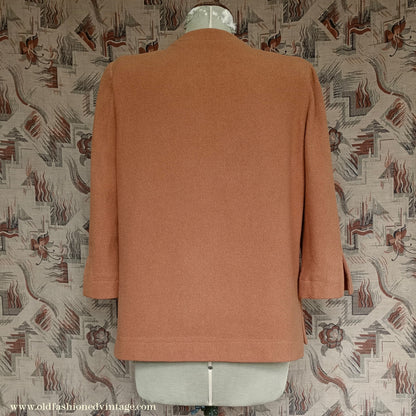 Original Vintage 1940s Jacket Apricot Wool Box Jigger UK M