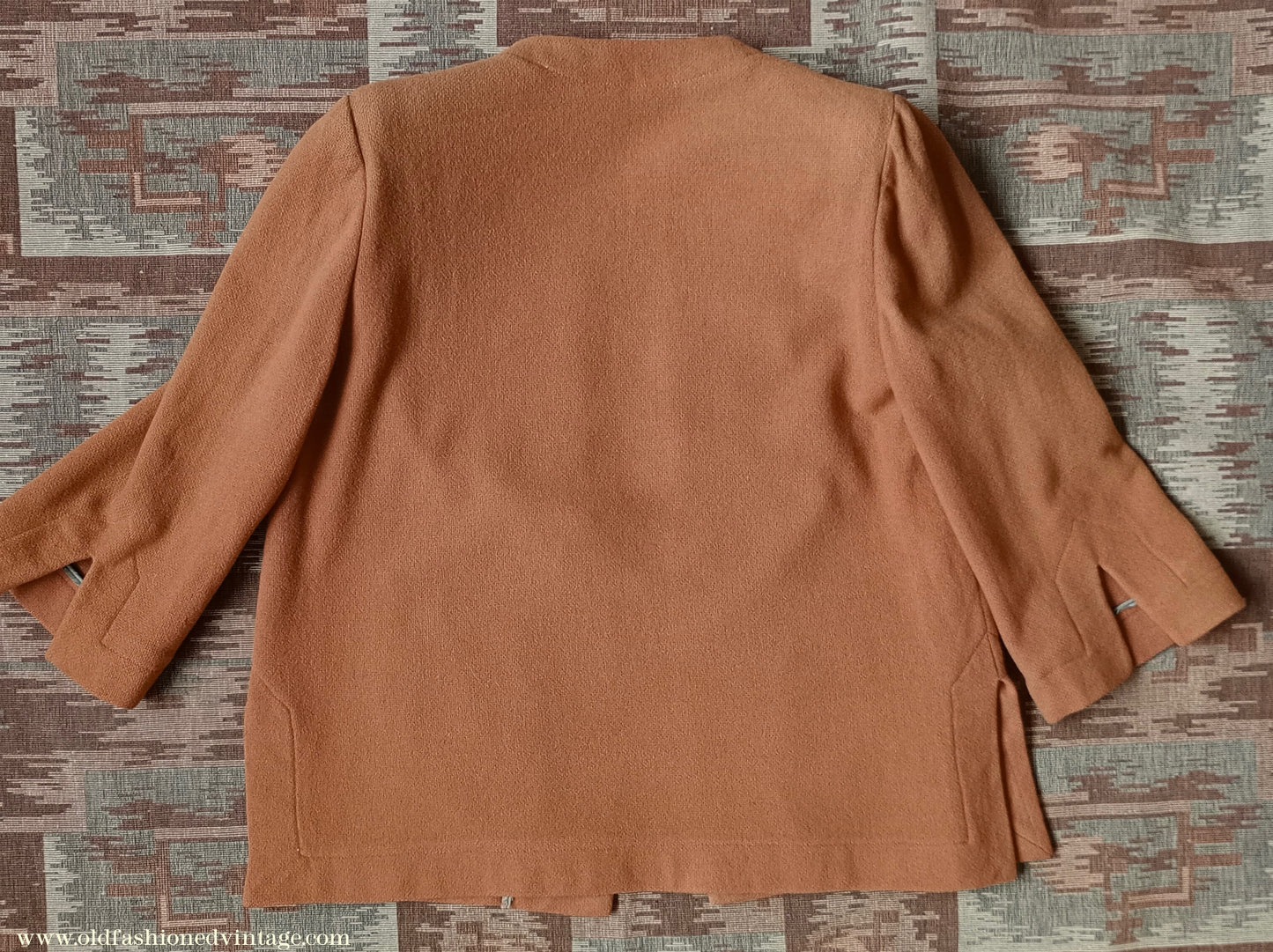 Original Vintage 1940s Jacket Apricot Wool Box Jigger UK M