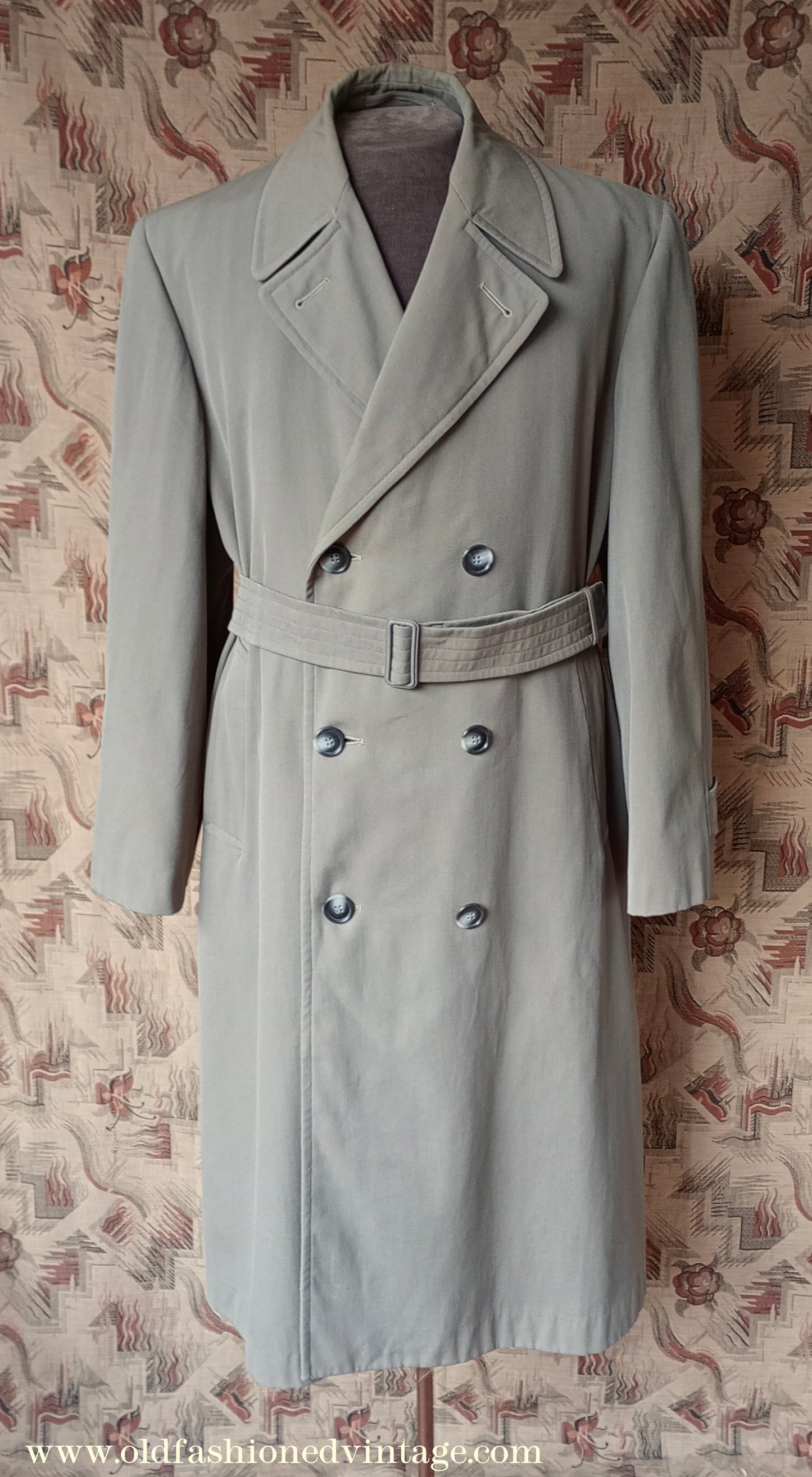 Vintage Mens 1950s Burton Trenchcoat Double Breasted Raincoat Mac 44"