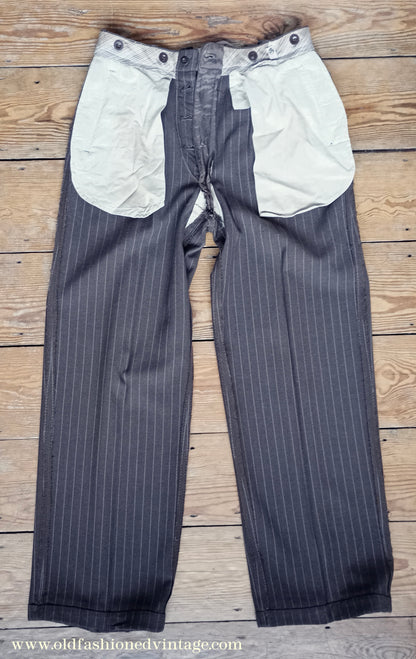 Vintage Mens 1940s Double Breasted Suit Brown Pinstripe 36"