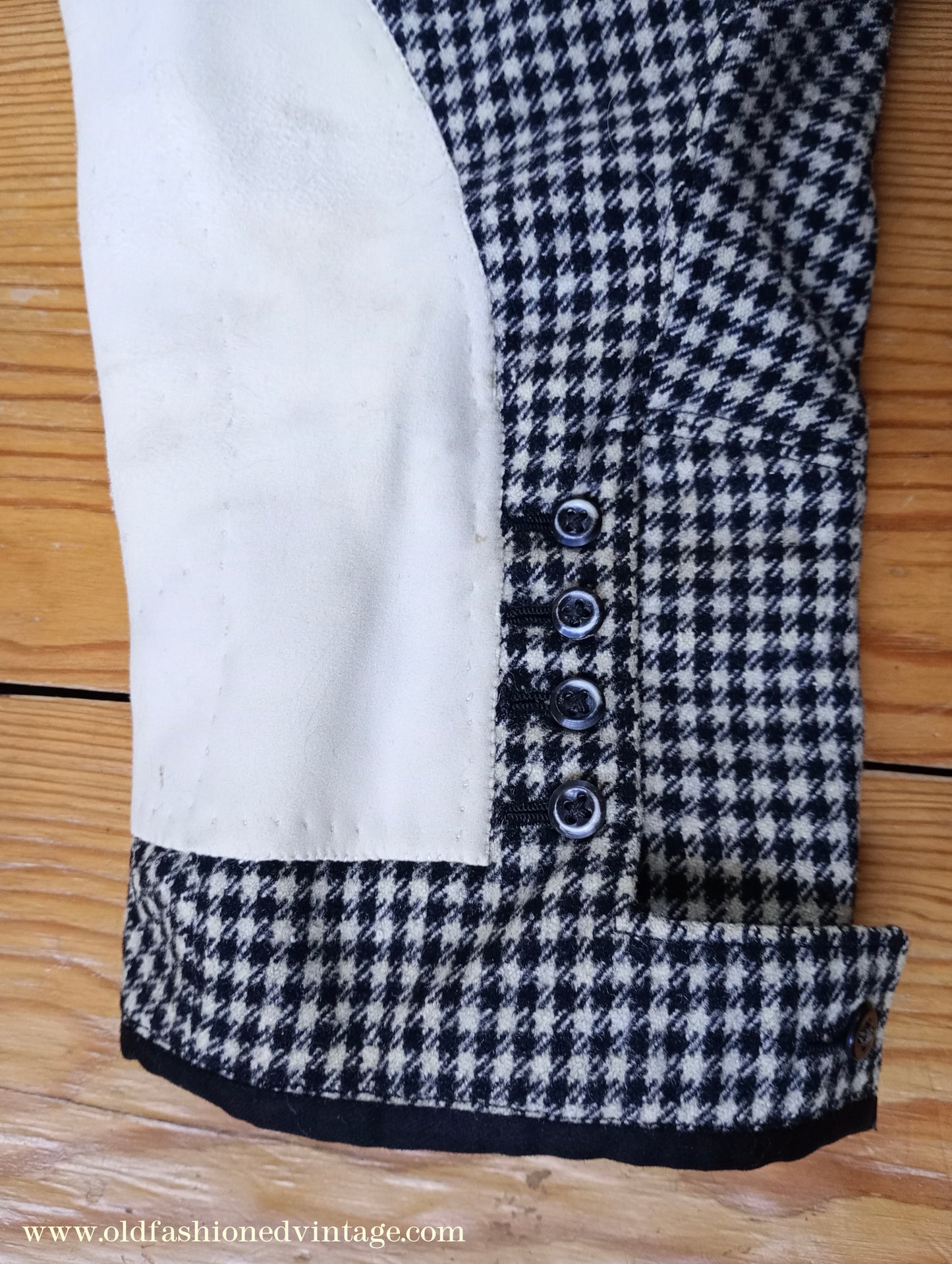 Vintage Mens 1930s Breeches Black & White Shepherd Check Jodhpurs Riding Trousers 28"/29"