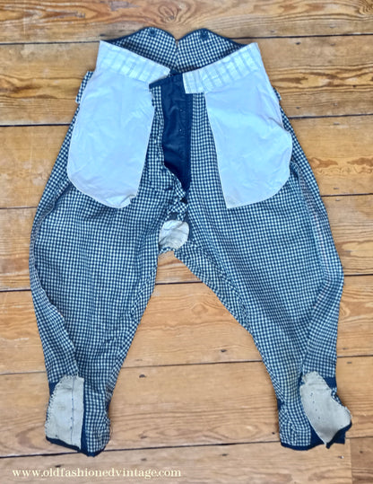 Vintage Mens 1930s Breeches Black & White Shepherd Check Jodhpurs Riding Trousers 28"/29"