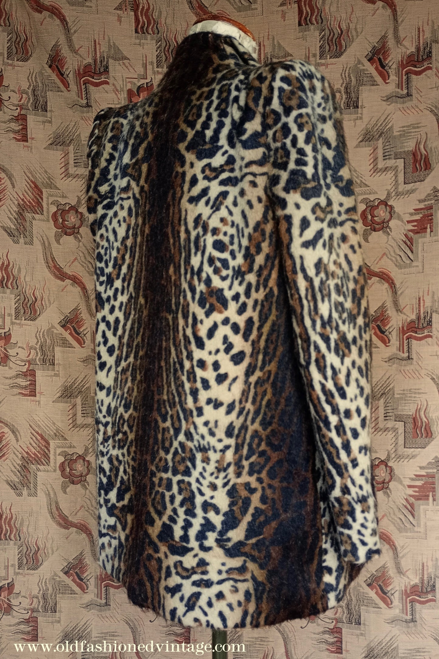 Vintage 1940s Faux Fur Jacket Leopard Teddy Coat UK M/L