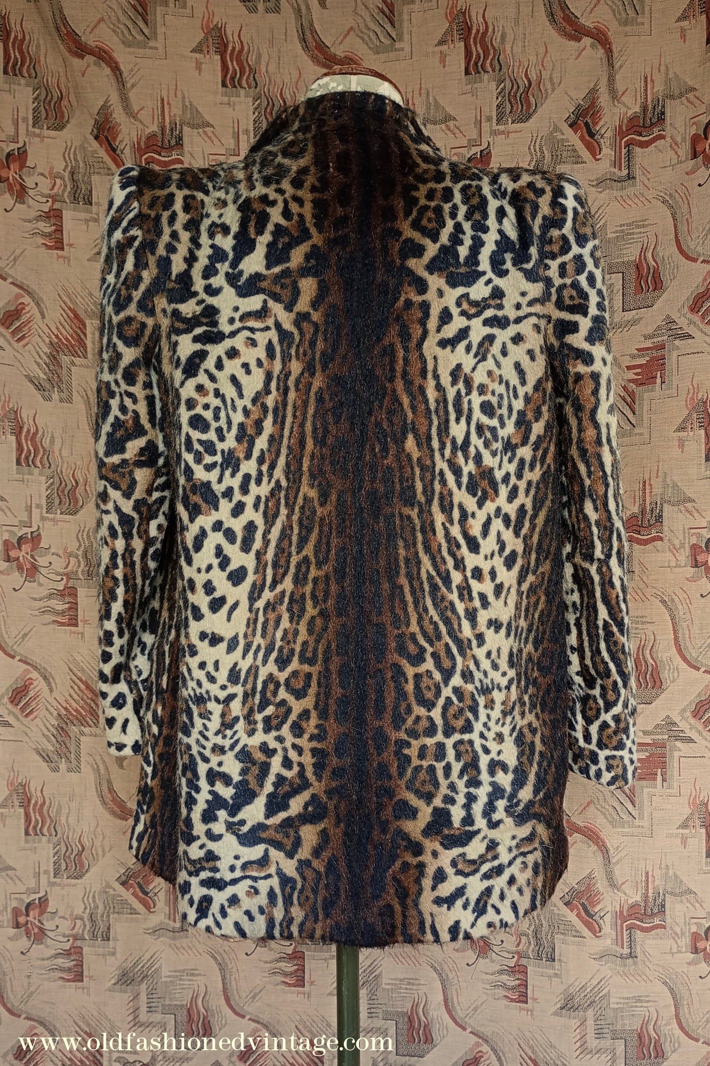 Vintage 1940s Faux Fur Jacket Leopard Teddy Coat UK M/L