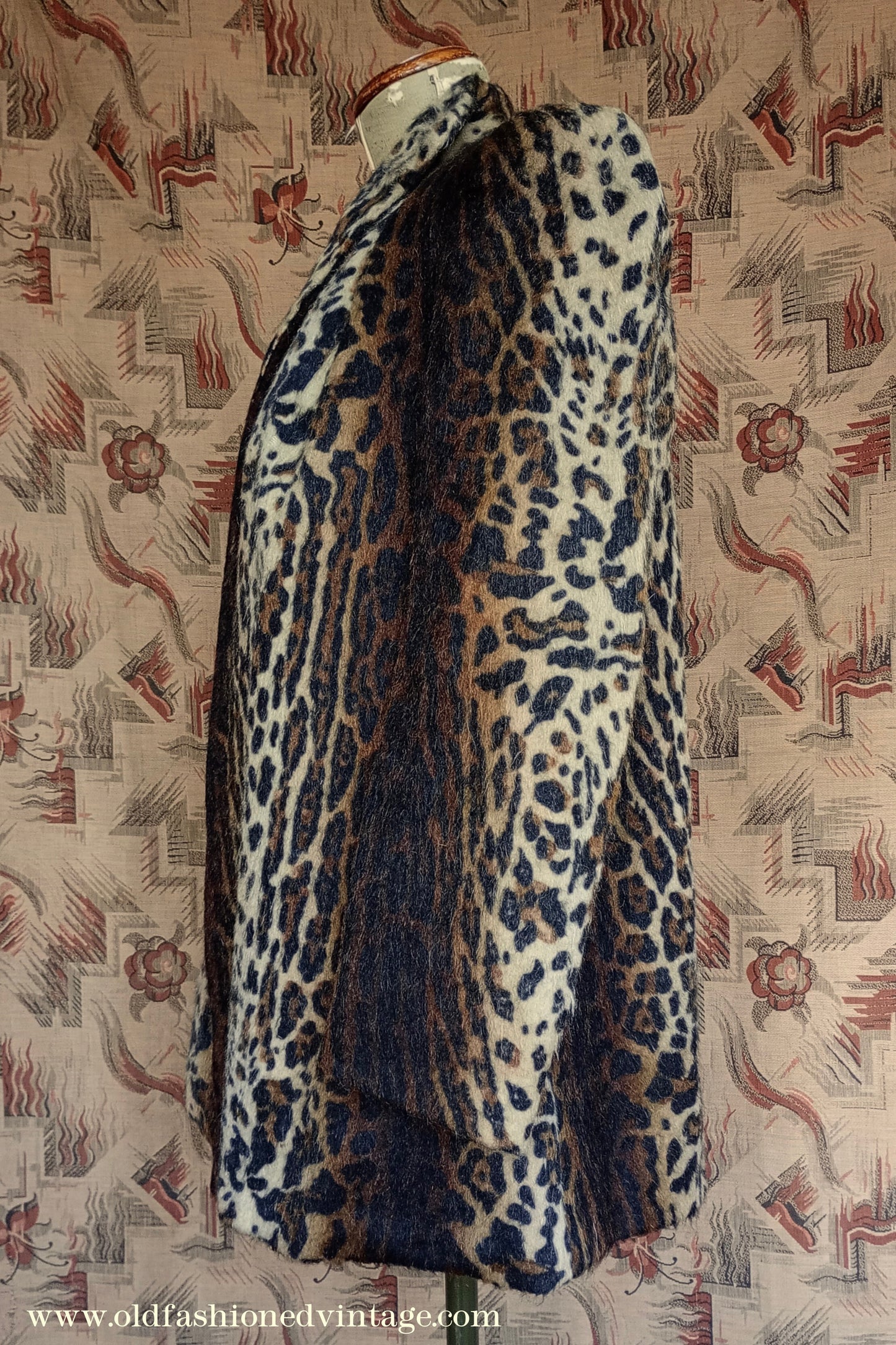 Vintage 1940s Faux Fur Jacket Leopard Teddy Coat UK M/L