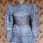 Fantastic Original Vintage 1930s Brocade Tunic Jacket Dress Blue UK S